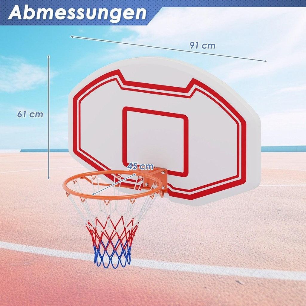 Mini-Basketballkorb für den Innenbereich - 45 cm Rand, robustes Backboard