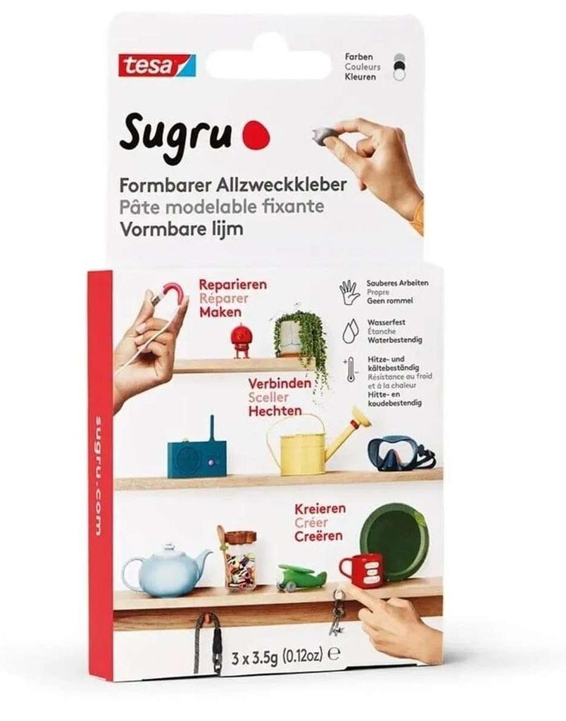 tesa Sugru formbarer Allzweckkleber 3er Schwarz engl. Vers. Produktbild 