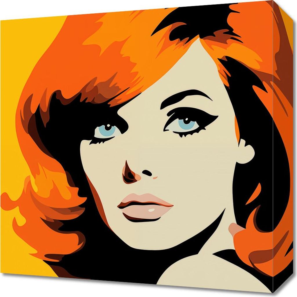 Bild 40x40cm Flammender Blick mit Flammenden Haaren