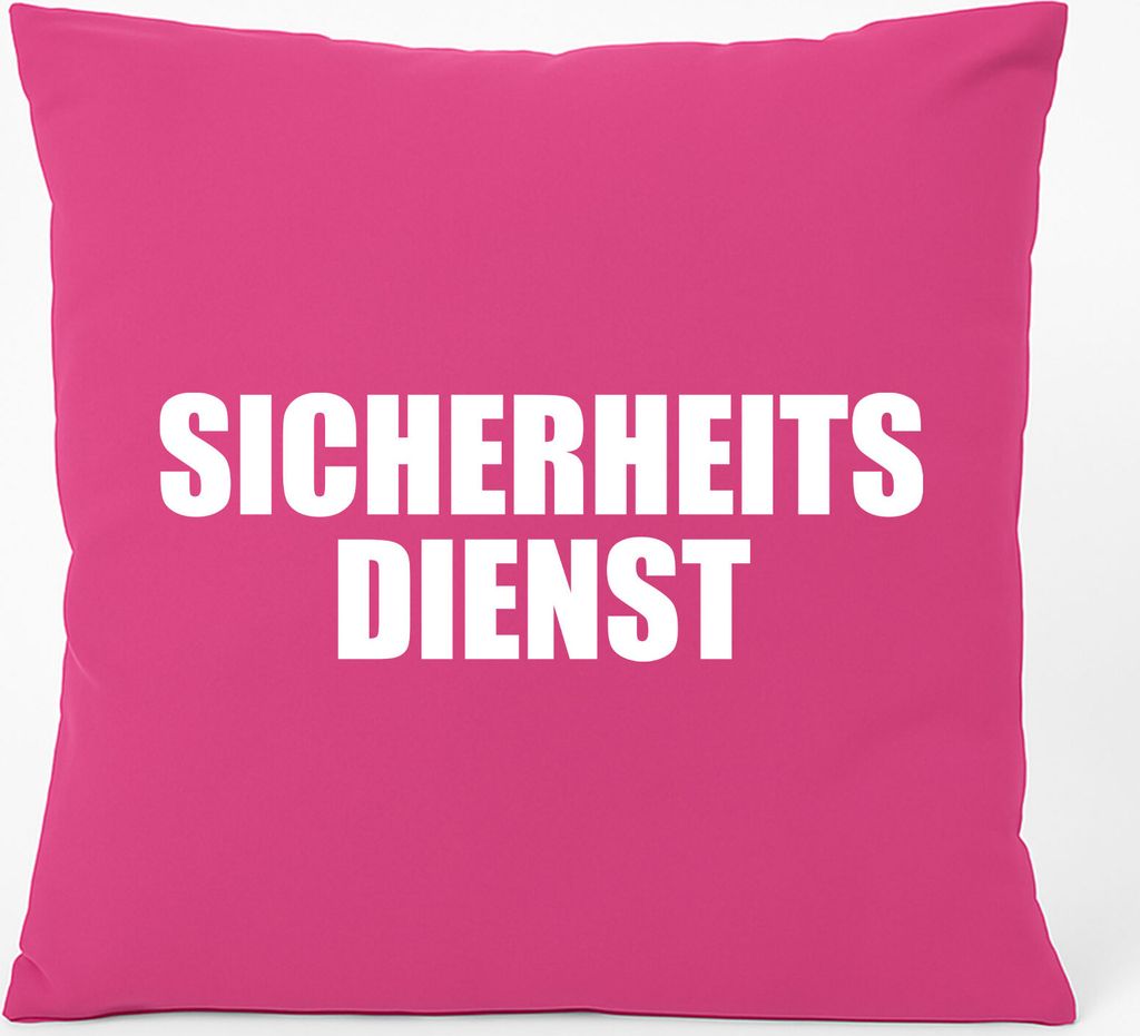 Huuraa Kissen Sicherheitsdienst Schriftzug 40x40cm mit Füllung Fuchsia Baumwolle Dekokissen Geschenkidee