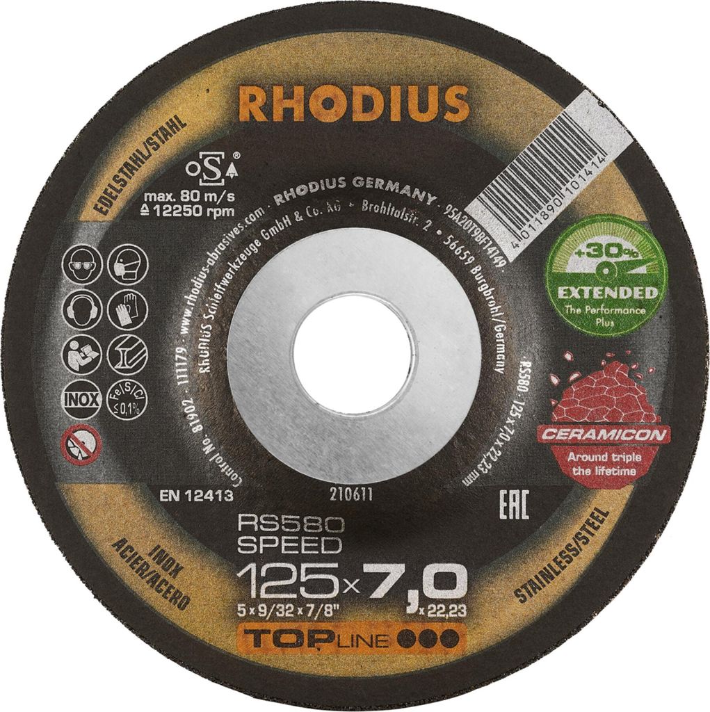 RHODIUS Schruppscheibe RS 580 SPEED EXTENDED 125 x 7,0 x 22,23 mm