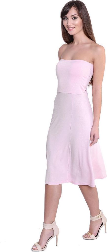 Damen Bandeau Bandeaukleid Sommer Kleid; Puderrosa L/XL Produktbild 