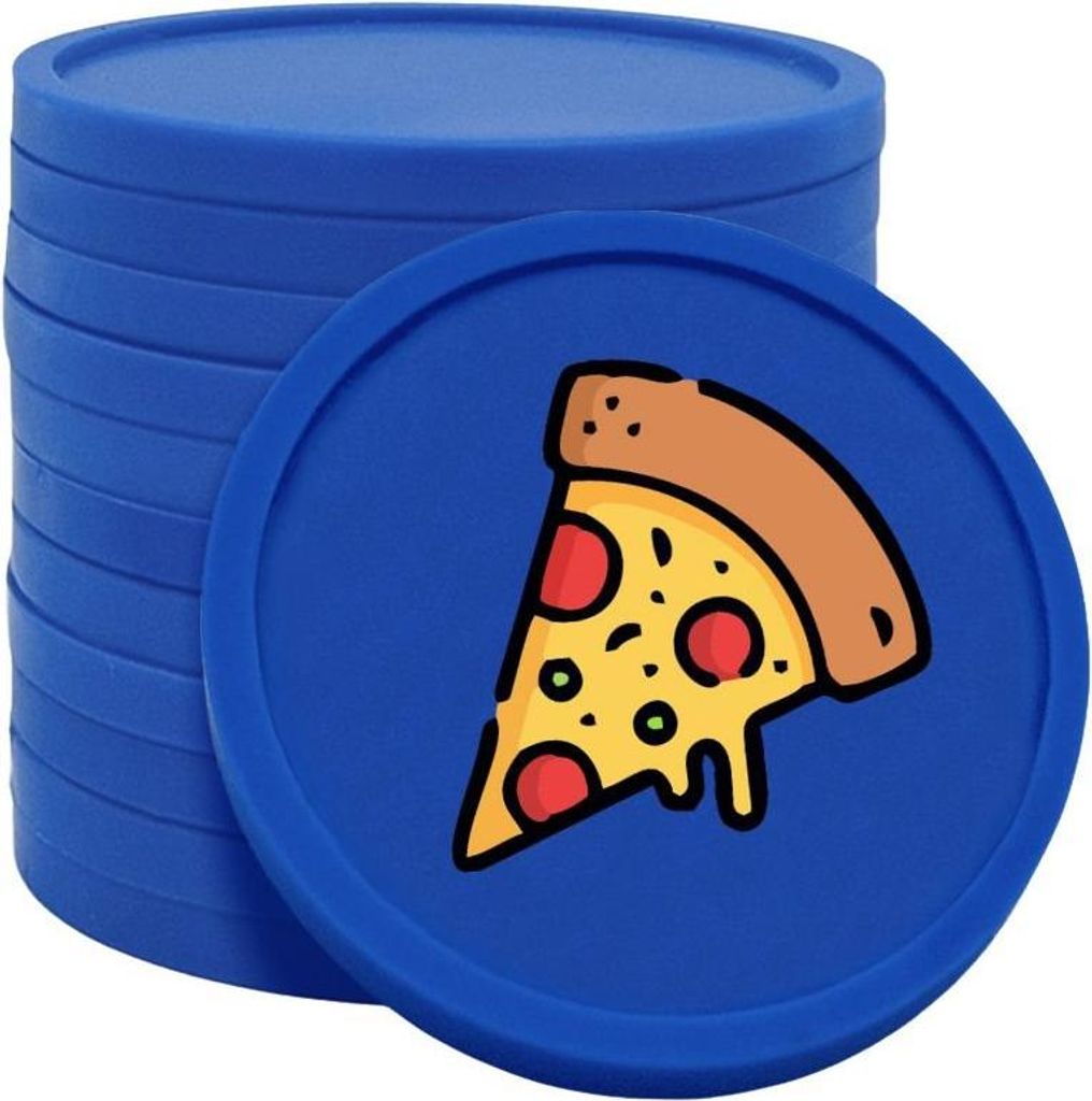 CombiCraft Kunststoff Wertmarken mit Pizzastück-Aufdruck in Dunkelblau 29 mm Durchmesser - 100 Stück pro Packung