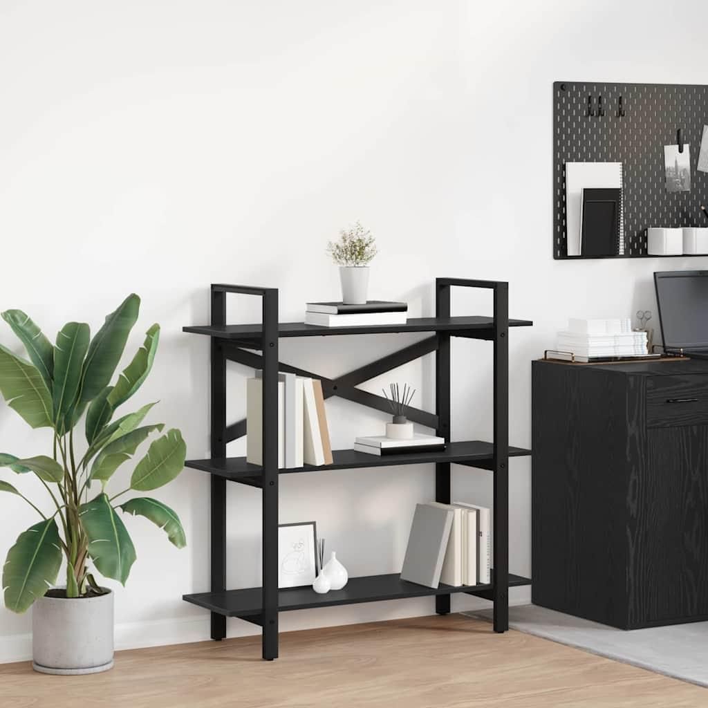 "Schlussverkauf" Bücherregal rechteckig - 1 pc - Büroregal mit Stauraum - Schwarz Eichen-Optik 100x33,5x102 cm C12372