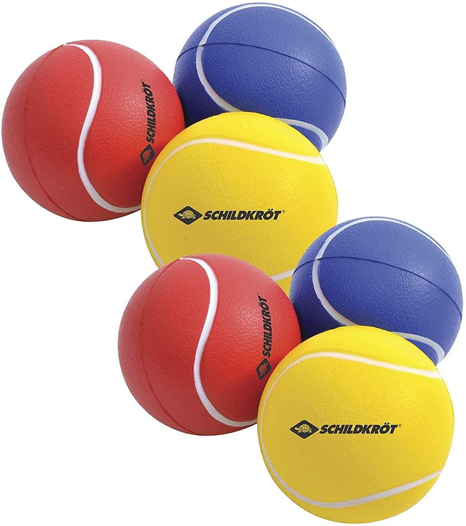 Schildkröt Soft Bälle, 3er Set (gelb, rot, blau), Ø7cm, weicher PolyurethanSchaum, guter Absprung, für Beachball, Beachtennis etc. (2x 3er Set)