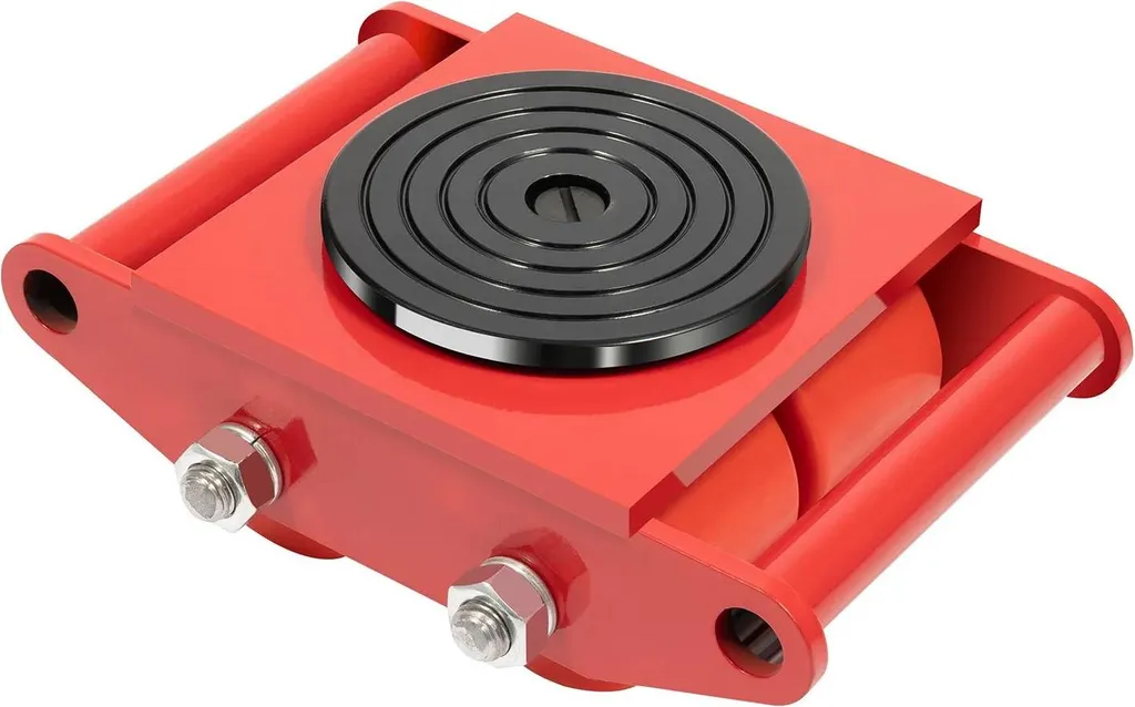 Rouleau de déplacement 6000 kg pivotant à 360° en acier rouge robuste