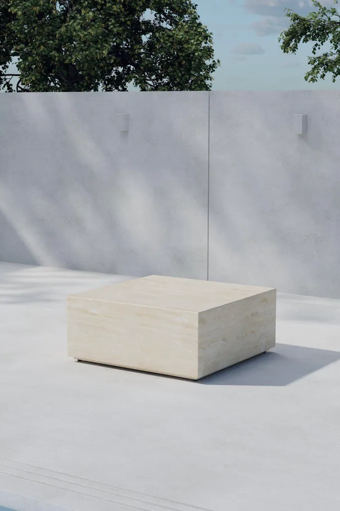 Table basse Lissabon beige - Idéal apéritif extérieur terrasse jardin