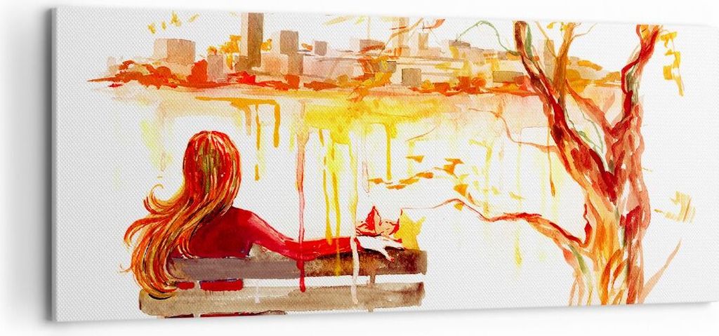 Bild auf Leinwand - Leinwandbild - Weiblich städtisch quadrat natur - 100x40cm - Wand Bild - Wanddeko - Leinwanddruck - Bilder - Kunstdruck - Lein...