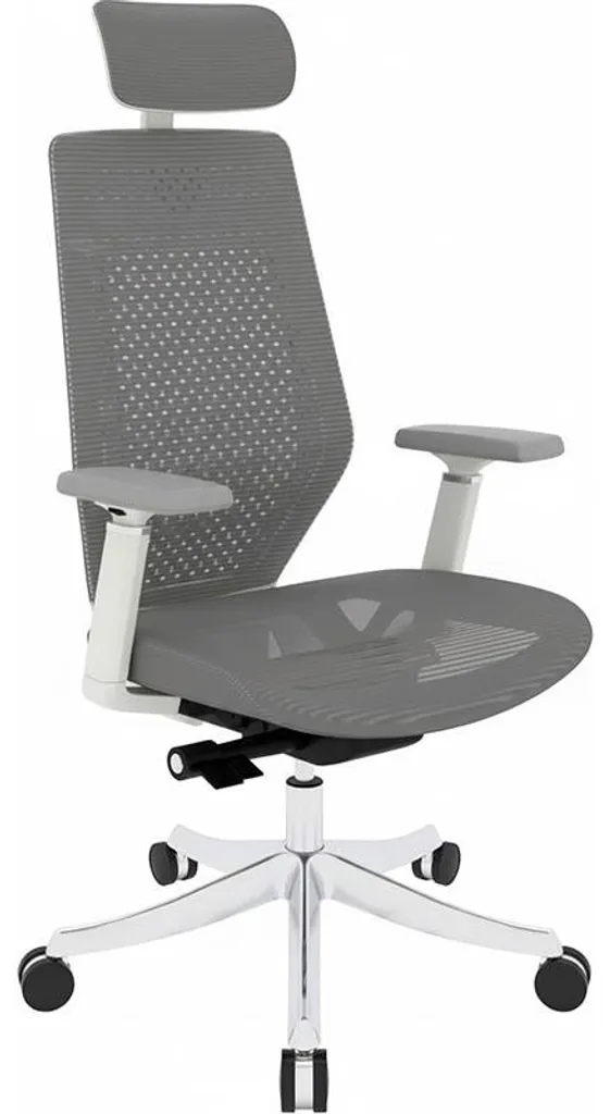 Siège de bureau BS11G-PRO gris avec support lombaire et accoudoirs 3D