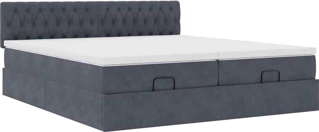 Ottoman-Bett mit Matratzen Dunkelgrau 200x200 cm Samt