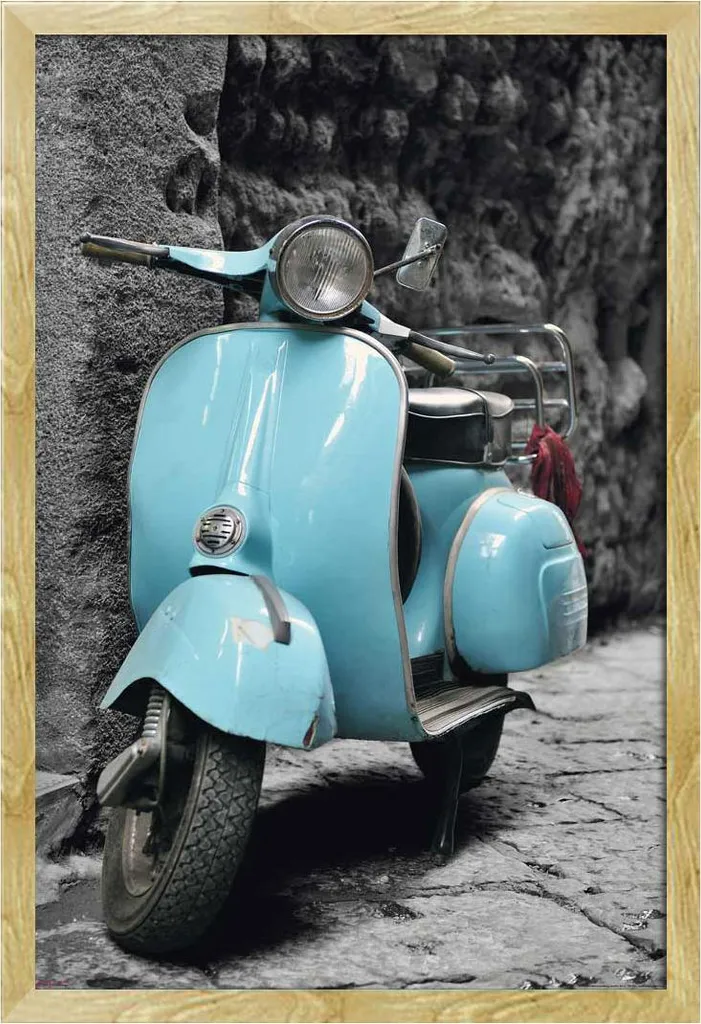 Cadre interchangeable Shinsuke hêtre avec Poster Vespa Italie sans reflets