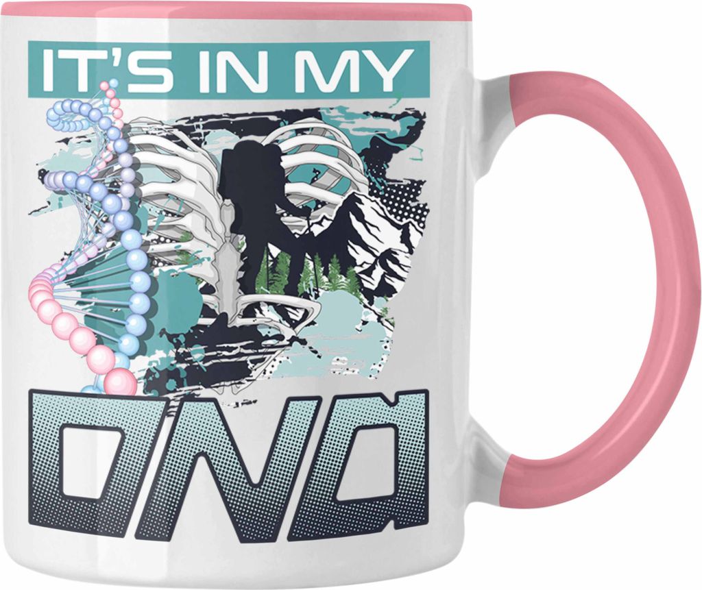 Trendation - Wandern Tasse Geschenk für Wander-Liebhaber Spruch It's In My DNA Geschenkidee Lustig (Rosa)