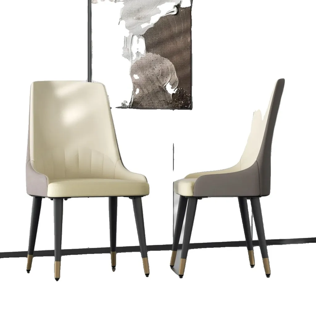 Chaises de salle à manger cuir microfibre avec tête de lion blanc 1178
