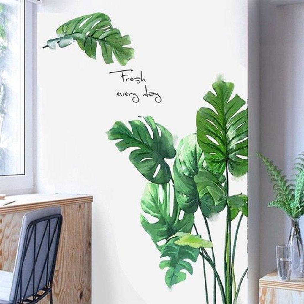 Tropische Bladeren-Muursticker, Vinyl, DIY, Groene Planten, Palmblad, Muurschilderingen