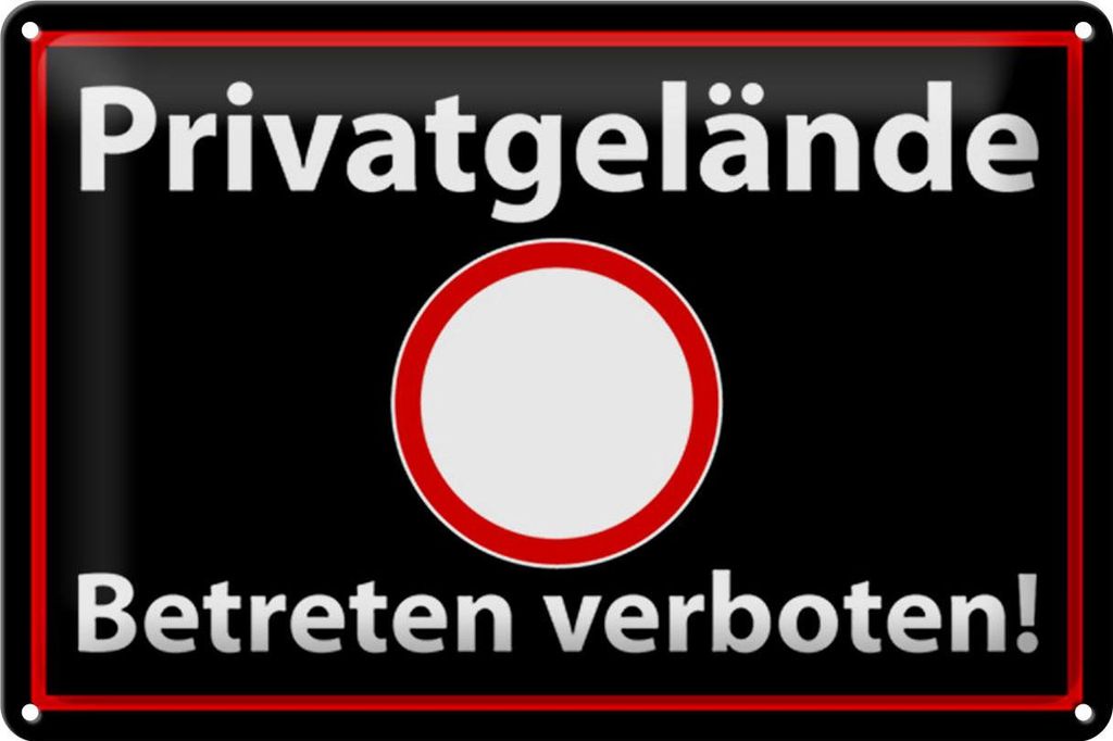 Blechschild Hinweis 30x20cm Privatgelände schwarz