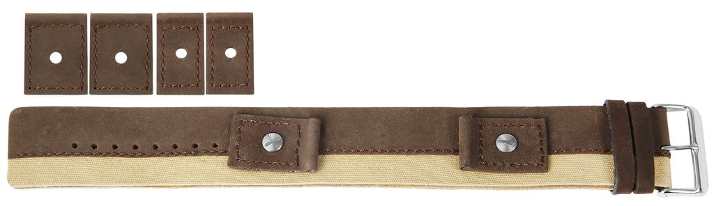 Hochwertiges Echt-Lederband, schwarz/beige, Gr. 18, 20, 22