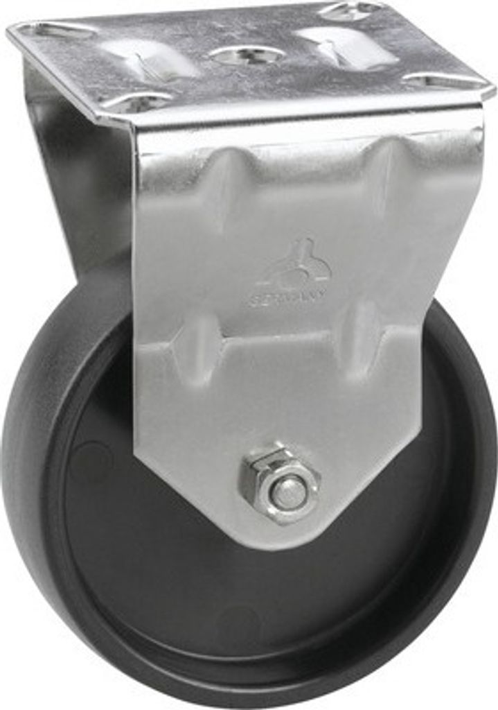 Tarrox Edelstahl Apparate Bockrolle bis 60 kg, 100x24 mm, Plattengröße 67x60 mm