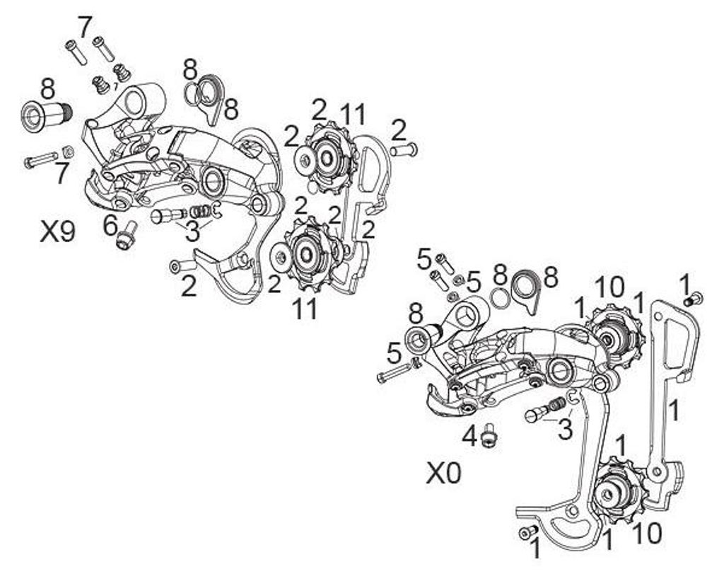 SRAM Ersatz Für Schaltwerk X0 / X9 / X7 Type 2 Käfig X0, innen, mit Rollen, lang , . 1