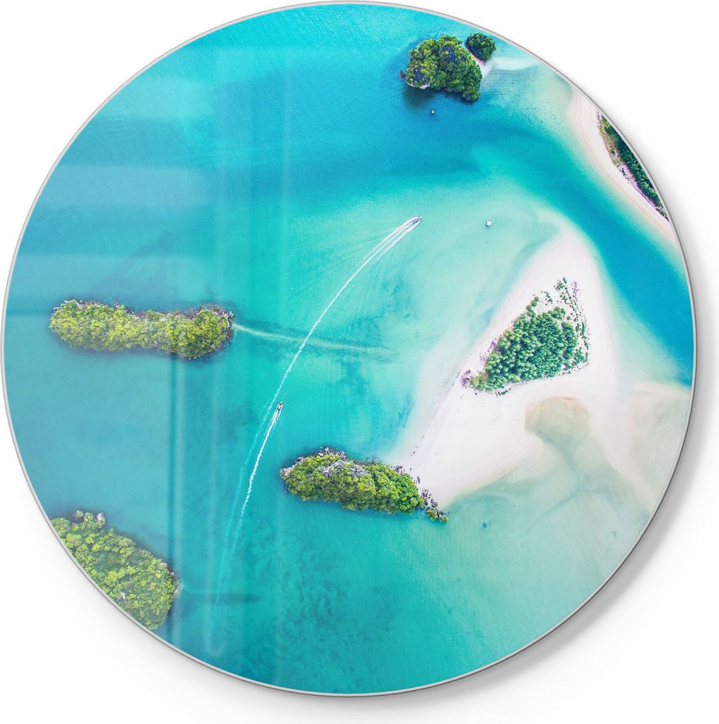 DEQORI Schneidebrett Glas Ø30 cm 'Sirithan Strand in Krabi' Schneideplatte groß