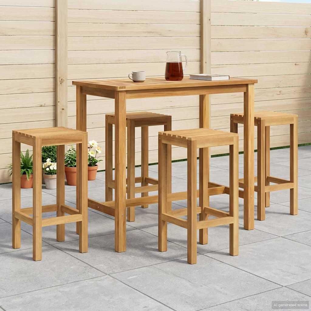 Möbel Outdoor Bar Set 5 pcs Unbehandelt Massivholz Teak - Gartensofas CC639