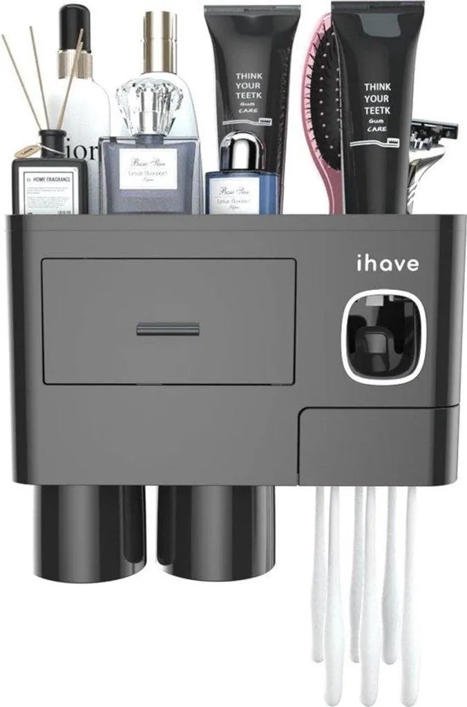 Support mural noir anti-désordre et distributeur de savon automatique hygiène