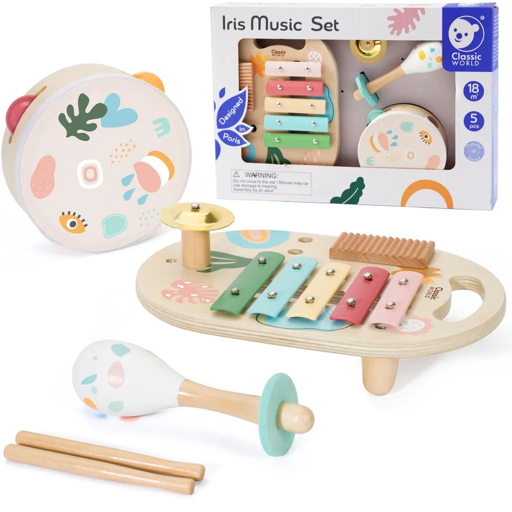 Set d'éveil musical enfant : tambour et cymbales pour apprendre le rythme