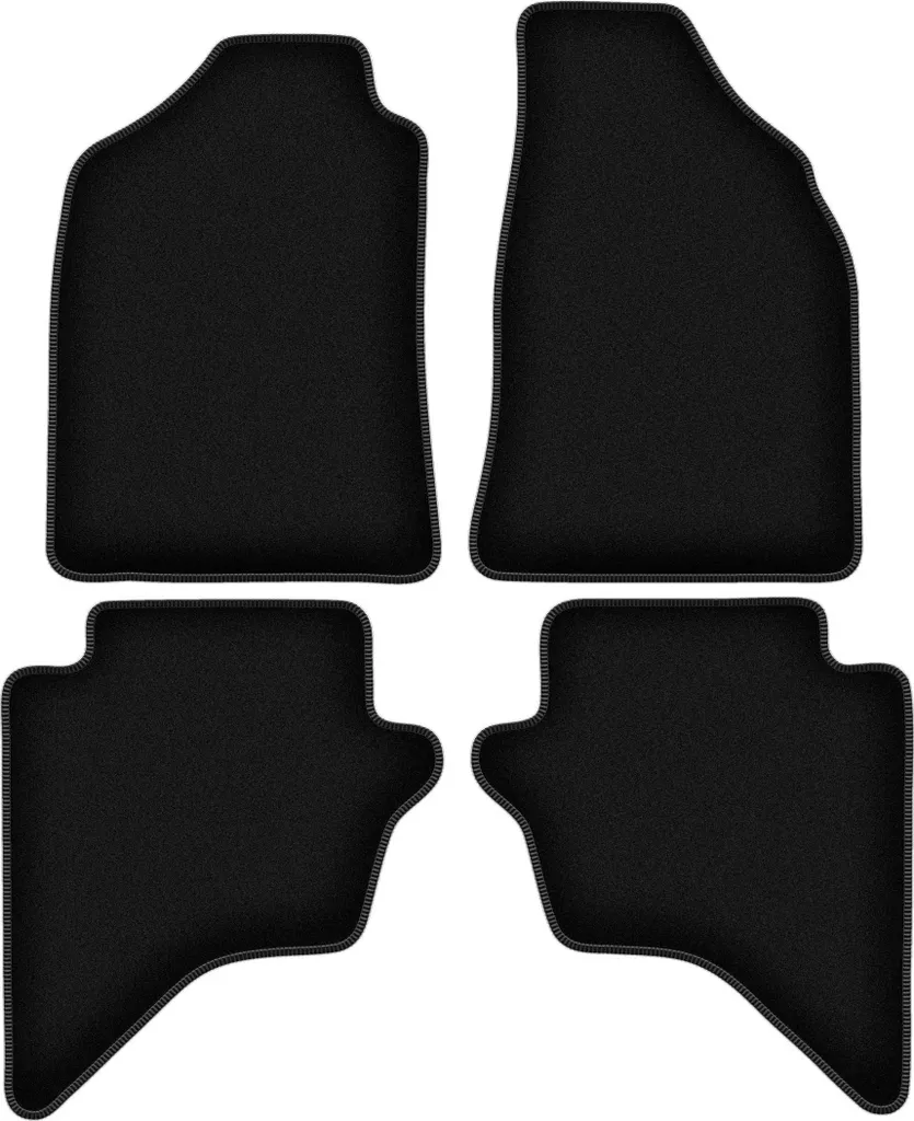 Tappetini in velluto per Ford Ranger MK2 (2007-2012, pickup) neri, set 4 pz, con fissaggi