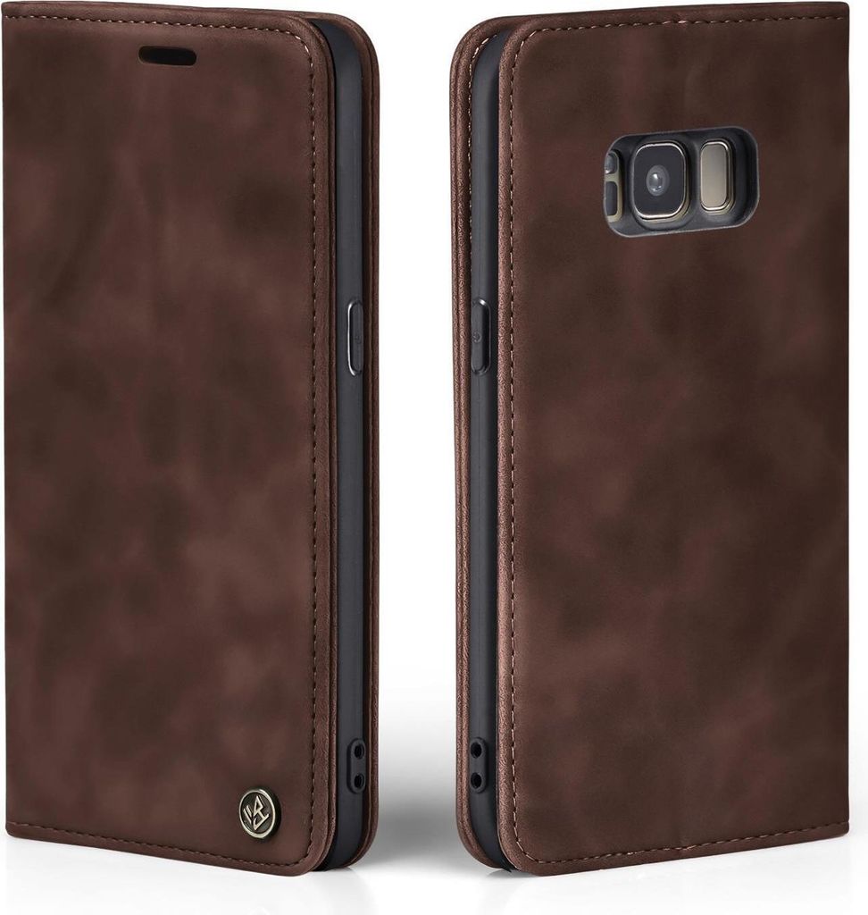 Handy Hülle für Samsung Galaxy S8 Klapphülle Bookcase Flip Cover Handy Tasche Etui Farbe: Dunkelbraun
