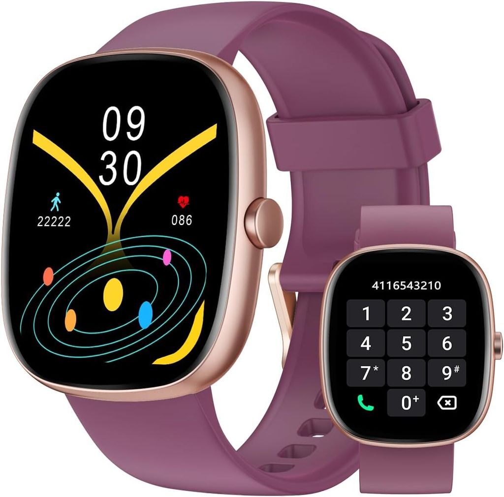 Smartwatch Damen Herren mit Telefonfunktion Pulsmesser, Schlafmonitor, SpO2-Schrittzähler, Fitnesstracker, IP68 Wasserdicht 100+ Sportmodi,