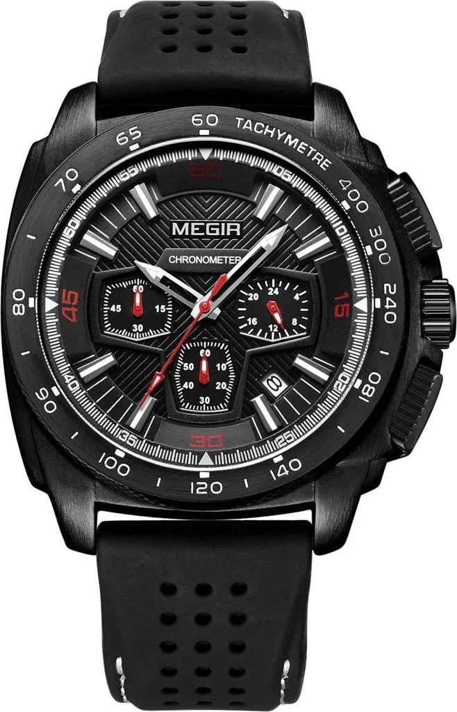 Orologio Uomo Nero MEGIR DU-38536 Sport-Business Chrono KP38536