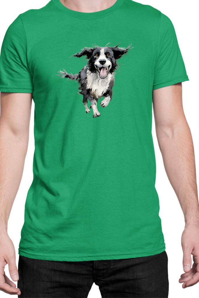 Herren T-Shirt Funny Dogs Breeds Border Collie Dog Breed 020, Man 2XL / Grün