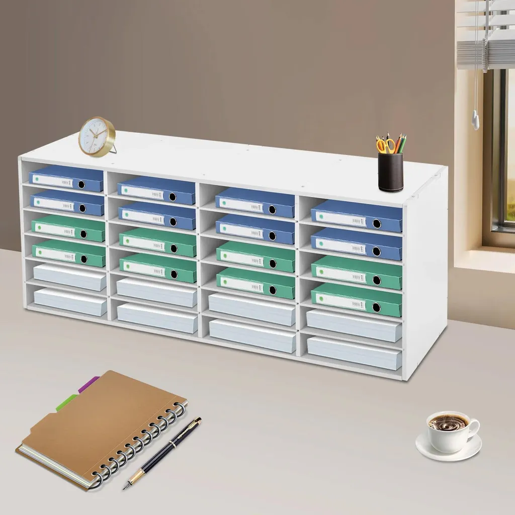 Organiseur de bureau 24 compartiments structure réglable en blanc pur - 2