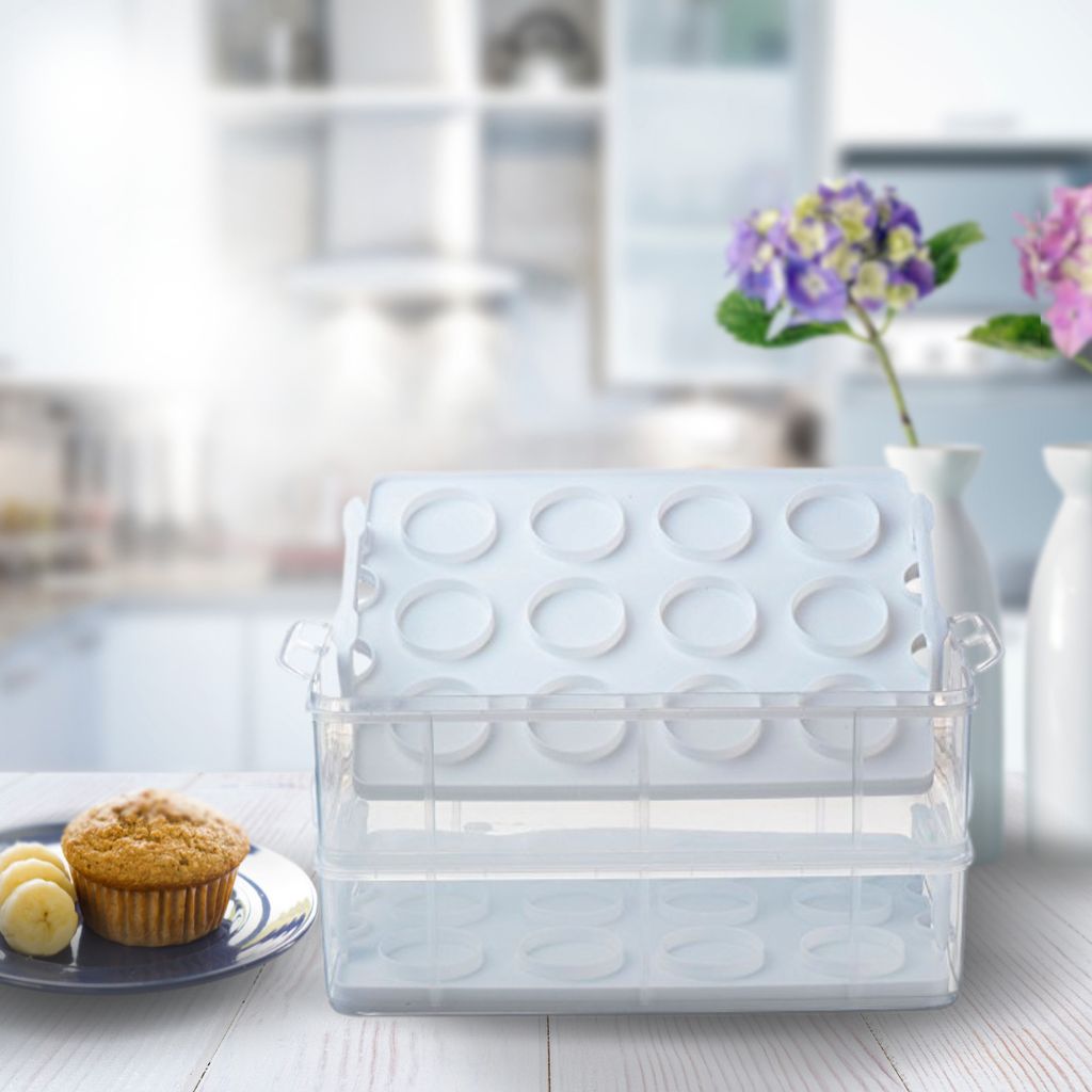 Stapelbare Muffinbox rechteckig aus Kunststoff, Produktbild 4
