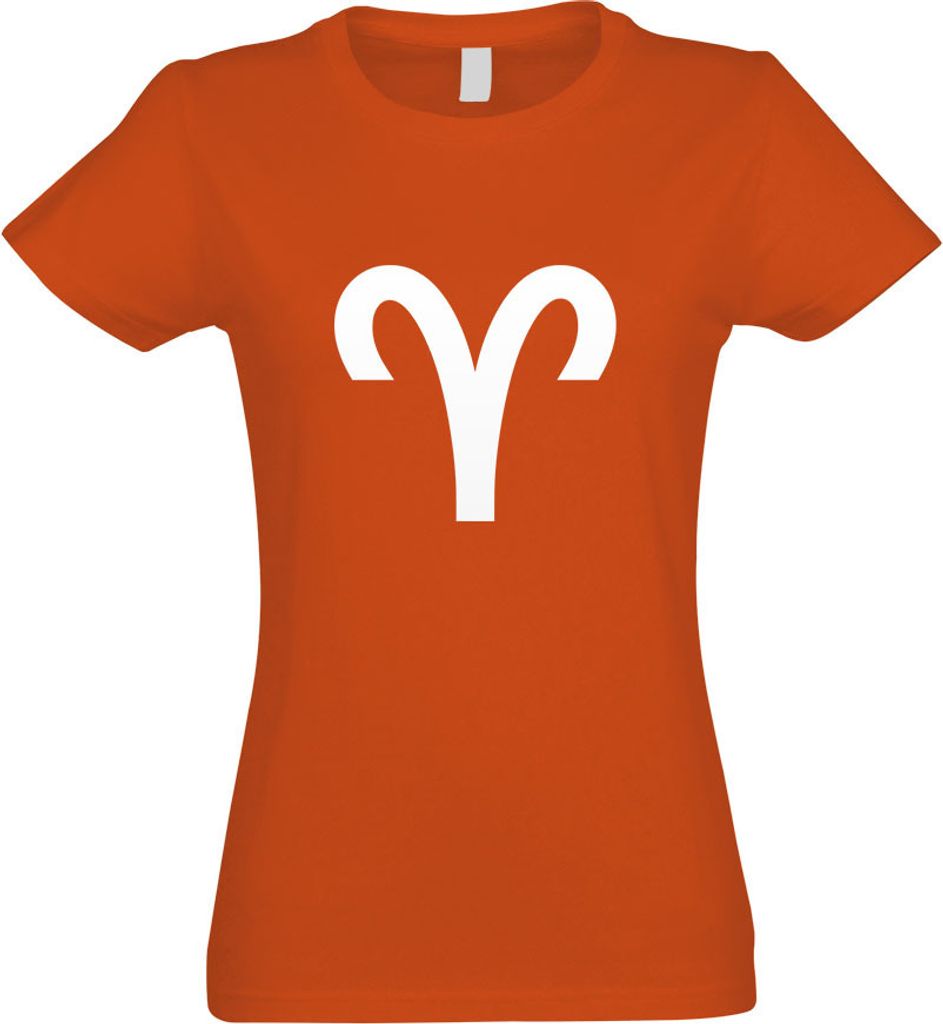 Kiwistar - T-Shirt tailliert - Damen - orange - Widder Sternzeichen - mit Motiv Bedruckt - Funshirt Design - Sport - Freizeit - Damen - S