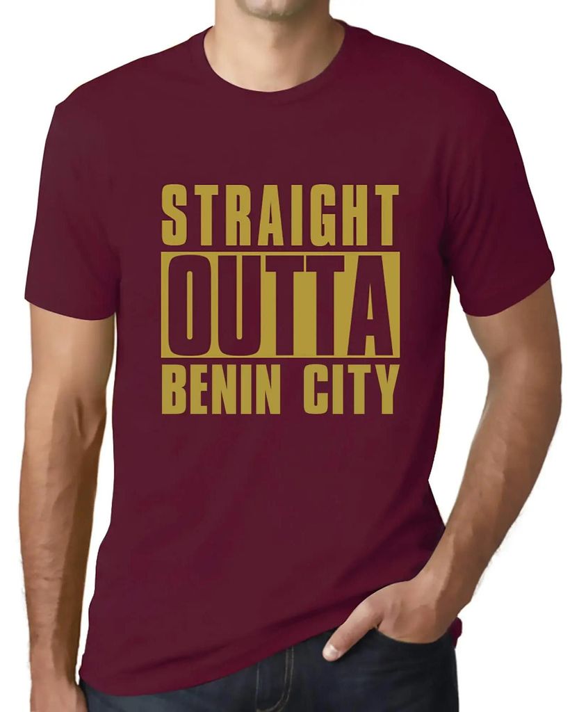 Herren Grafik T-Shirt Direkt aus der Stadt Benin – Straight Outta Benin City – Öko-Verantwortlich Vintage Jahrgang Kurzarm Lustige Druck Gebur...