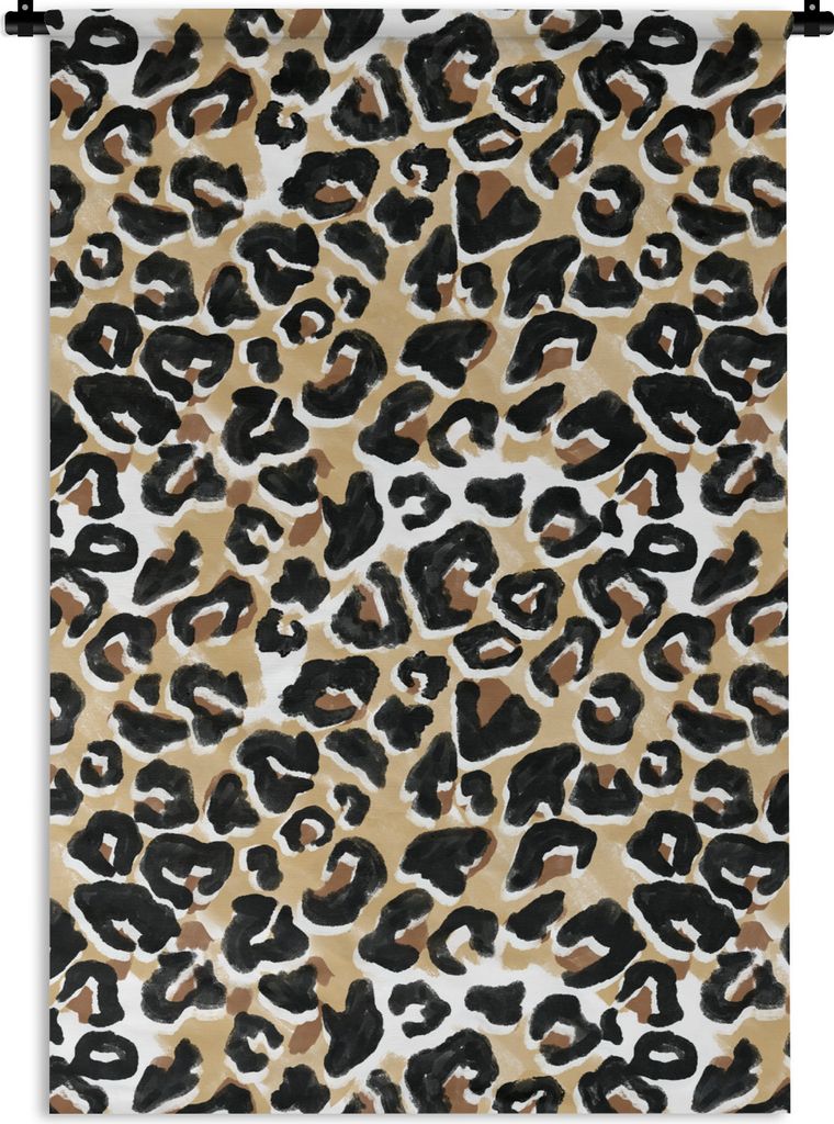MuchoWow Wandteppich Wandbehang Pantherdruck - Aquarellfarbe - Braun - Schwarz 120x180 cm Tapisserie Dekoration Wandtuch - Schlafzimmer - Dekorat...