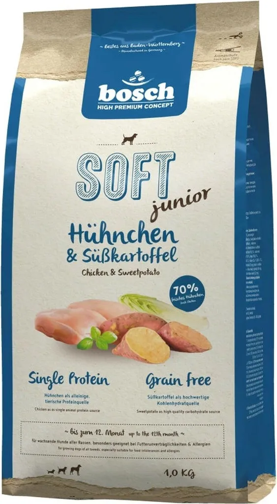 Recensione Bosch HPC Soft Junior Pollo e Patate Dolci 1kg Senza Cereali