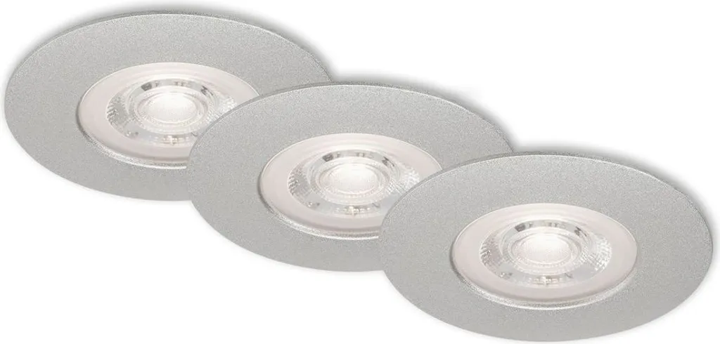 Luminaire encastré plafond LED IP44 Briloner Kulana 9cm Chrome Mat x3