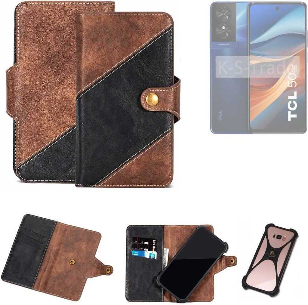 K-S-Trade Handyhülle Schutzhülle Bookstyle Case kompatibel mit TCL 50 SE Klapphülle Cover Hülle Schutztasche 1x