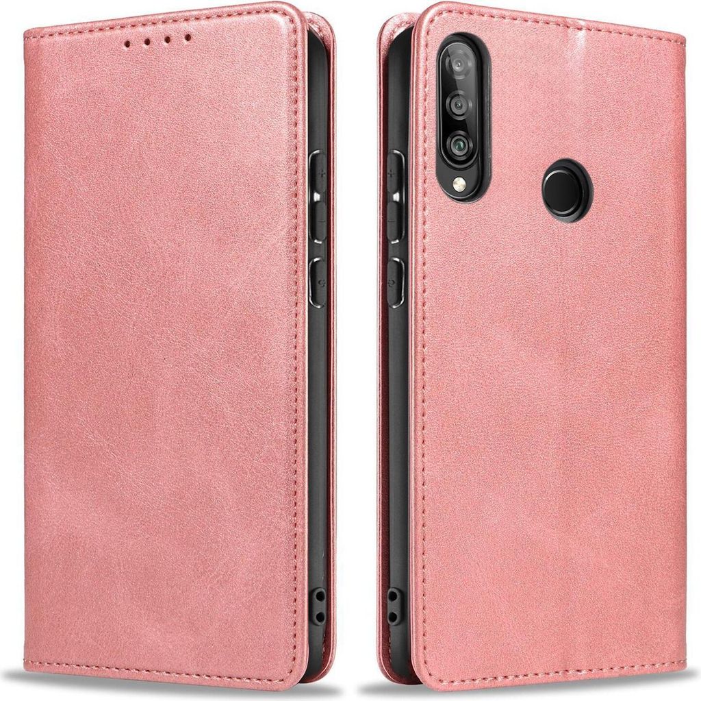 Handyhülle für Huawei P30 Lite Kunstleder Flip Cover Hülle Handytasche Case Kartenfach Farbe: Rosa