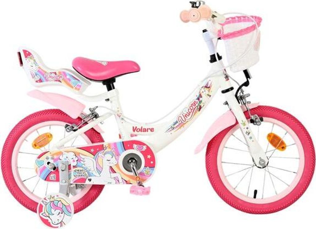 Volare Unicorn Kinderfahrrad - Mädchen - 14 Zoll - Weiss - Produktbild 
