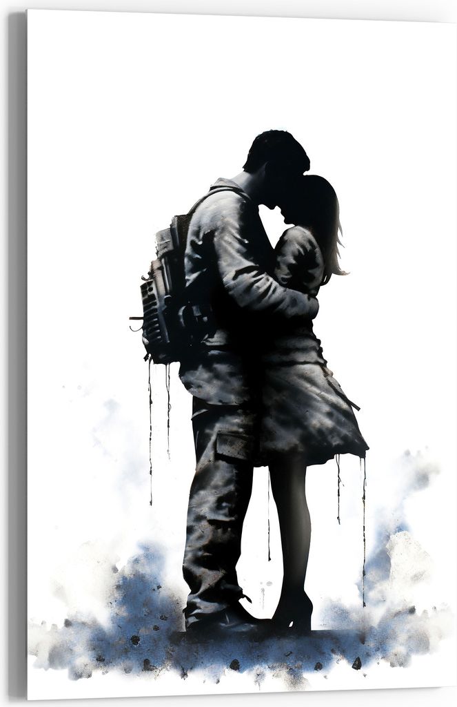 DEQOART Glasbild Echtglas 60x90 cm 'Umarmung im Dunst' Wandbild Bild modern Deko