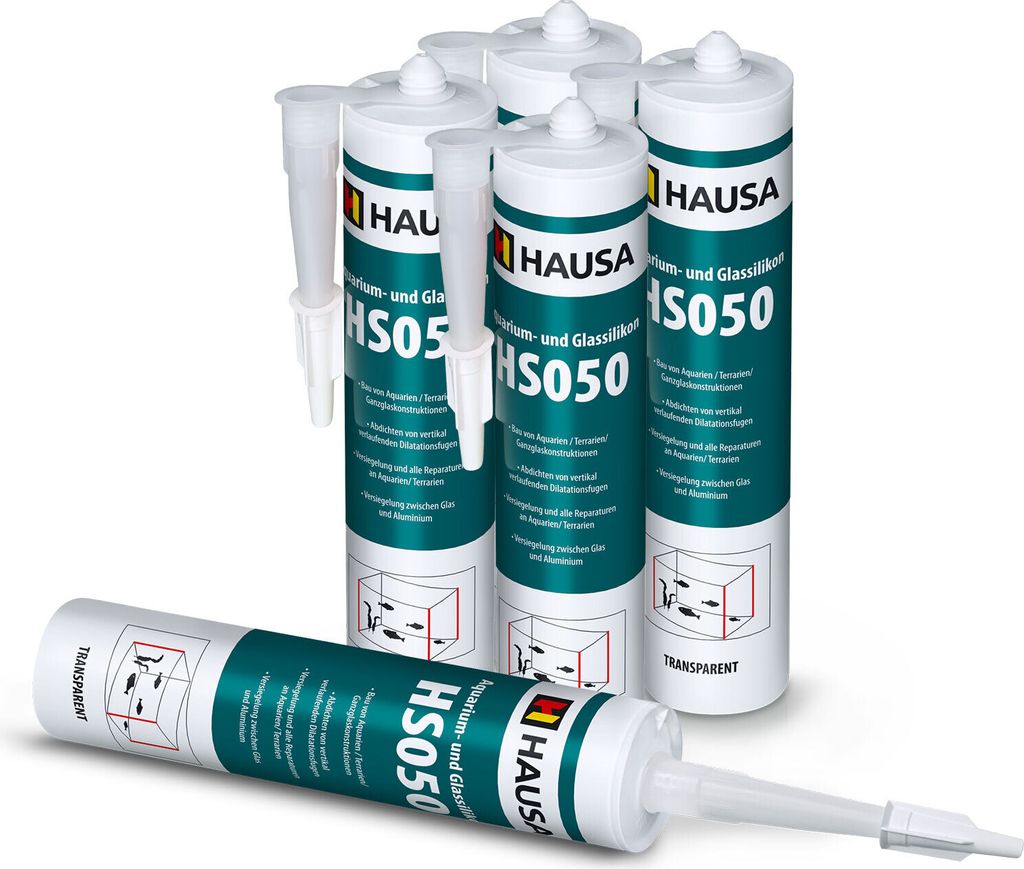 HAUSA Aquarium Silikon HS050 GlasSilikon SilikonKleber Transparent 5 x 310ml