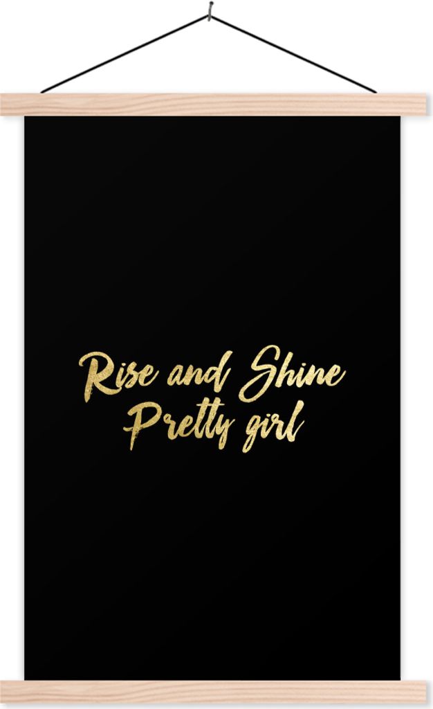MuchoWow Textilposter Zitate - Selbstvertrauen - Gold 60x90 cm mit holzfarbenen Rahmen - Textil