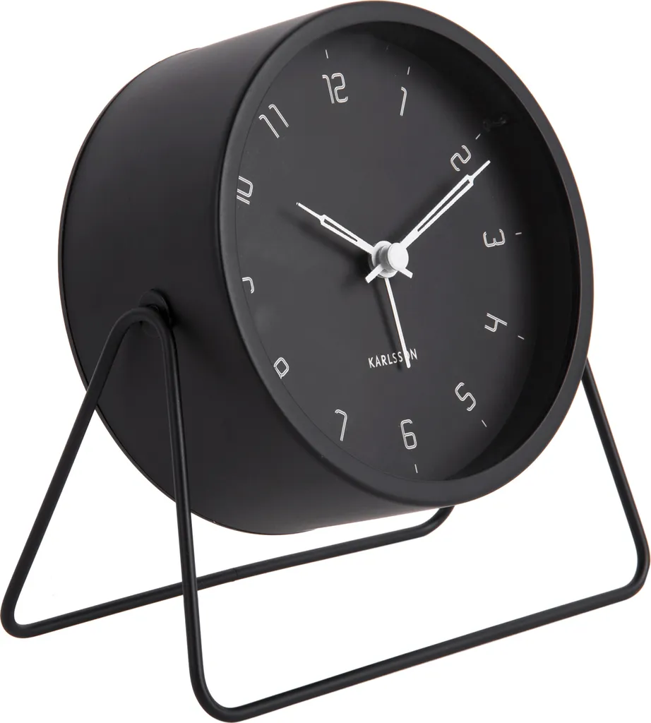 Réveil Karlsson Stark Noir Mat - Horloge de Table Design et Silencieuse