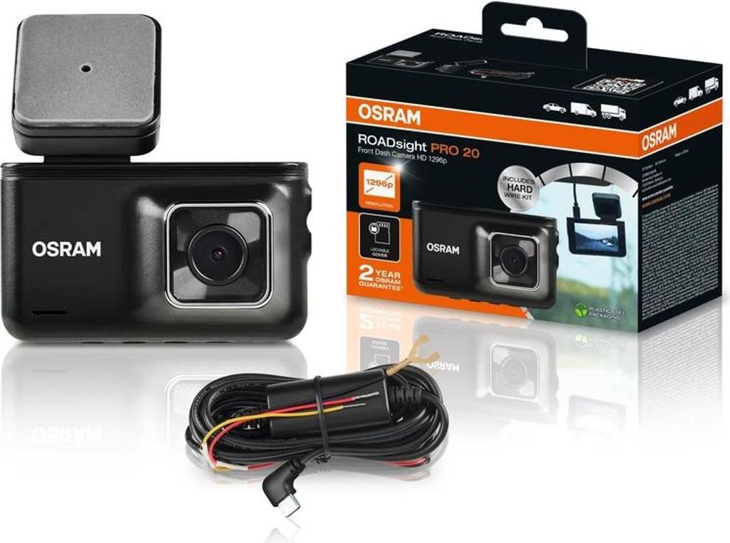 Dash Cam geklebt 1920x1080 vorne OSRAM ROADsight PRO 20 für PKW und NFZ