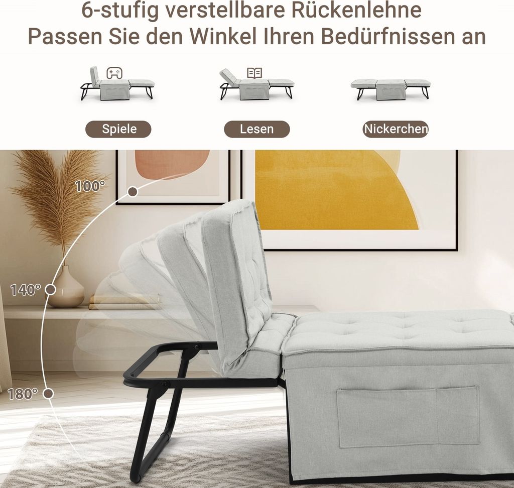 4-in-1 Schlafsofa, multifunktionaler faltbarer Hocker, Produktbild 5