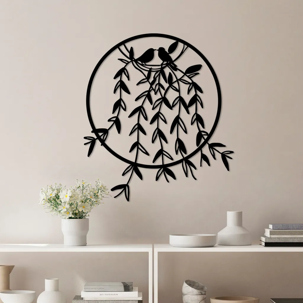 Wallity, Nido d'uccello - 2, Accessorio decorativo da parete in metallo, 100 % METALLO, Multicolore, 56 x 56 cm
