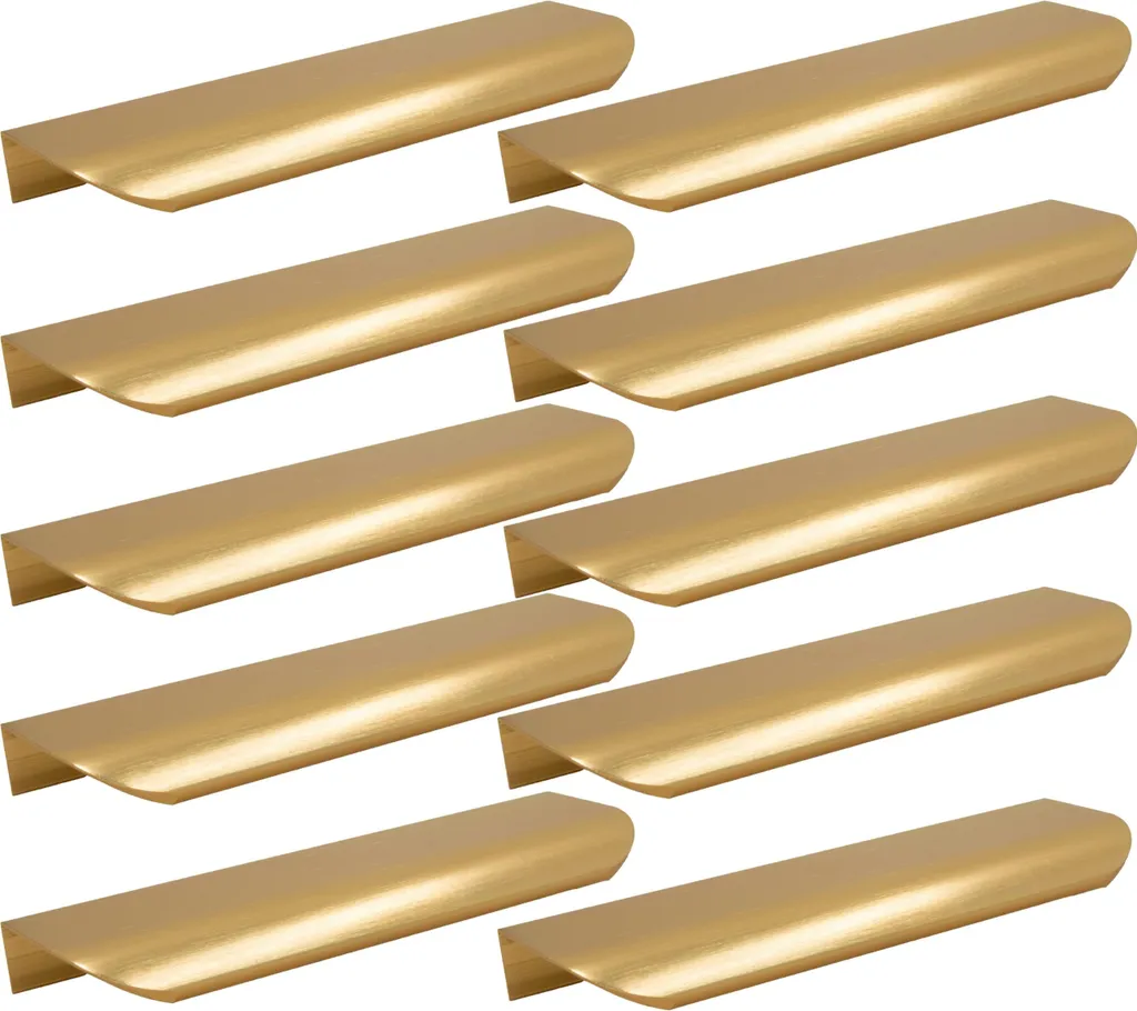 Lot de 10 poignées de meubles 200 mm en aluminium doré poli avec vis