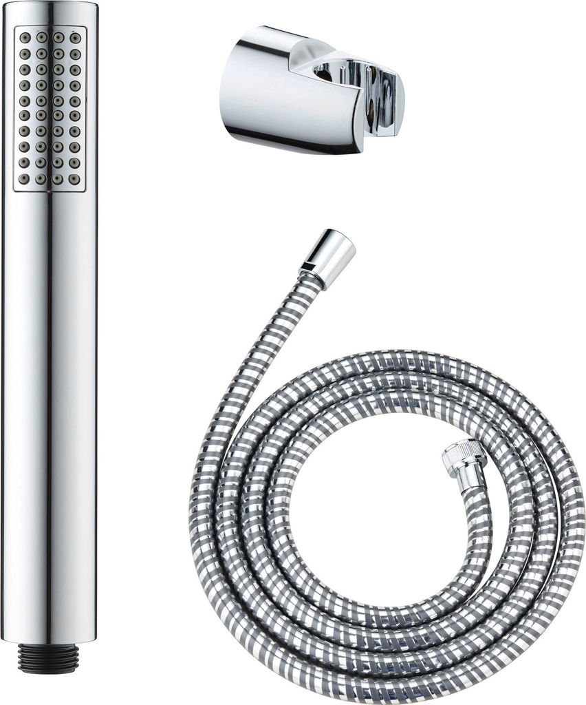 WENKO Mod. Basic Line Duschkopf Set Wanne, 3-teilig, klassische Stab-Handbrause